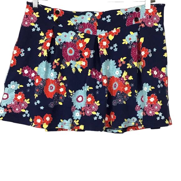 MODCLOTH Keeping Score Navy Blue Floral Stretch Mini Skirt Skort sz 1X  XL 14 16 - Picture 1 of 8